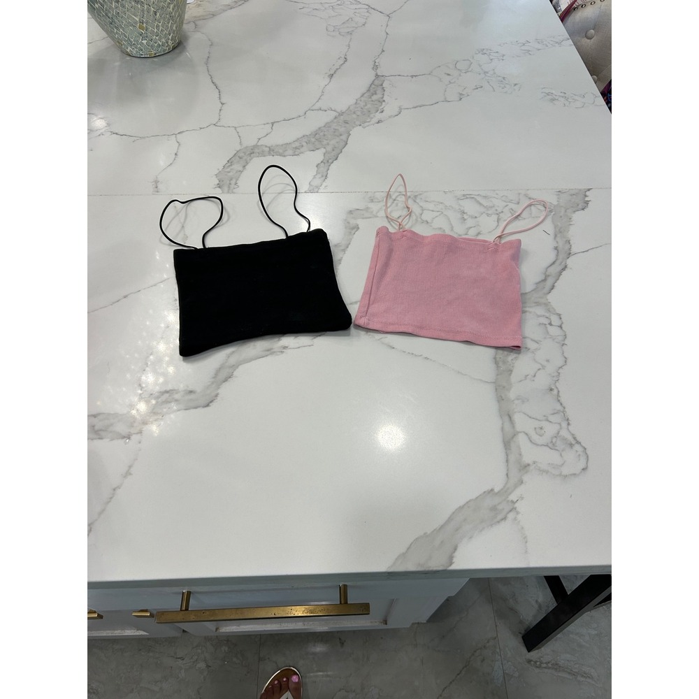 Zara Ribbed Crop Tank‎ Top Bundle Black Pink Small Sleeveless Cami Casual